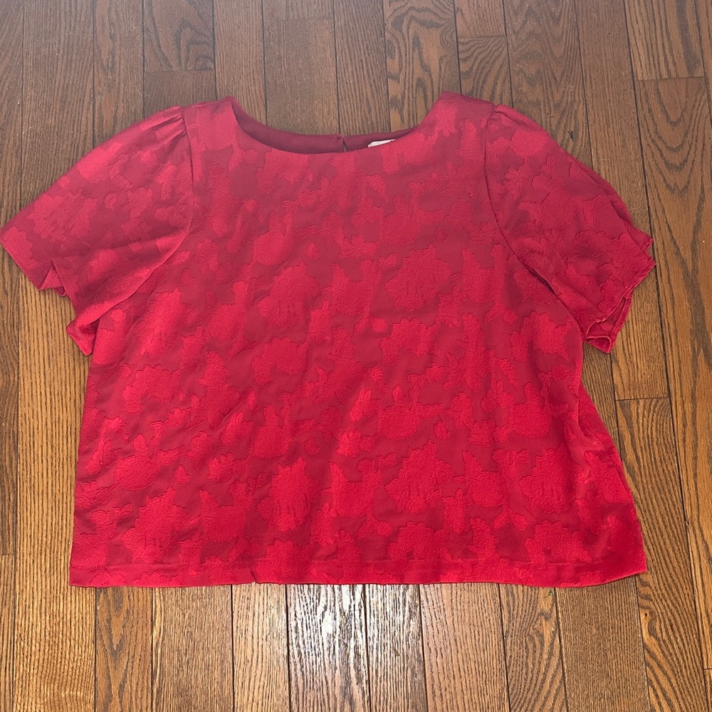 LOFT Vibrant Red Lace Blouse